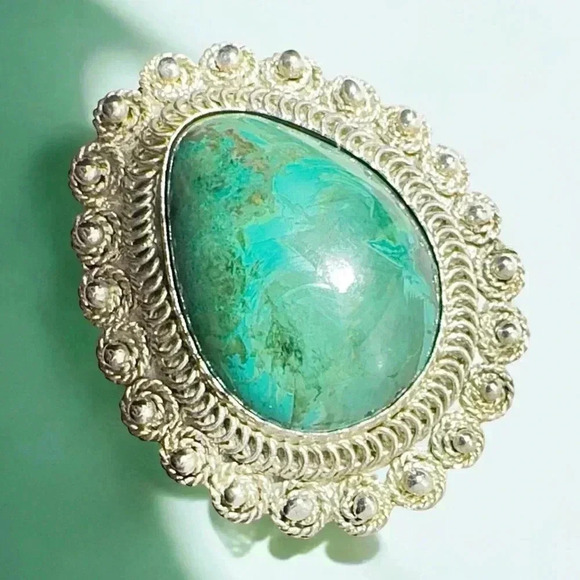 Vintage Eilat Stone in .935 Argentium Silver Brooch Pendant - Picture 4 of 13